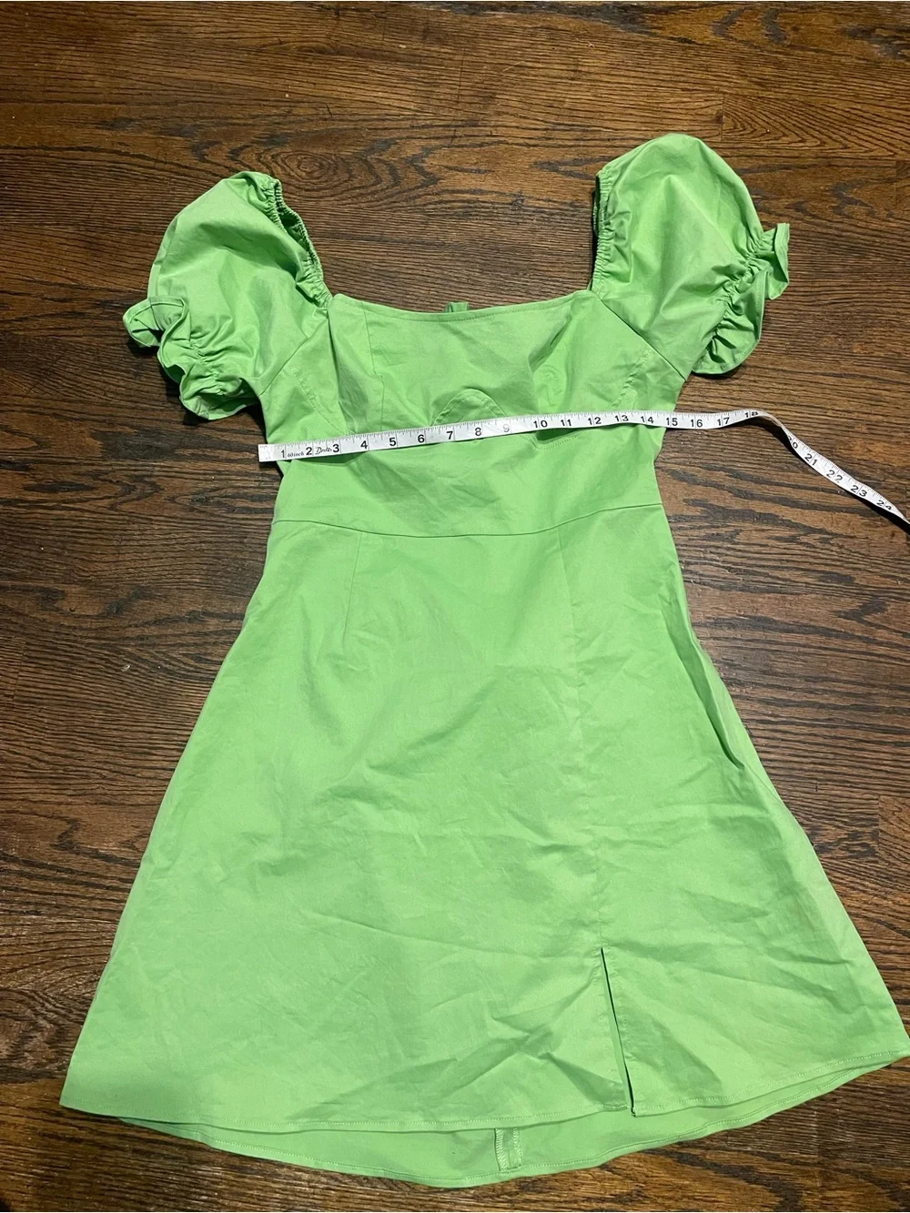 Fashion Nova Lime Green Puff Sleeve Square Neck Mini Dress size XL NWT